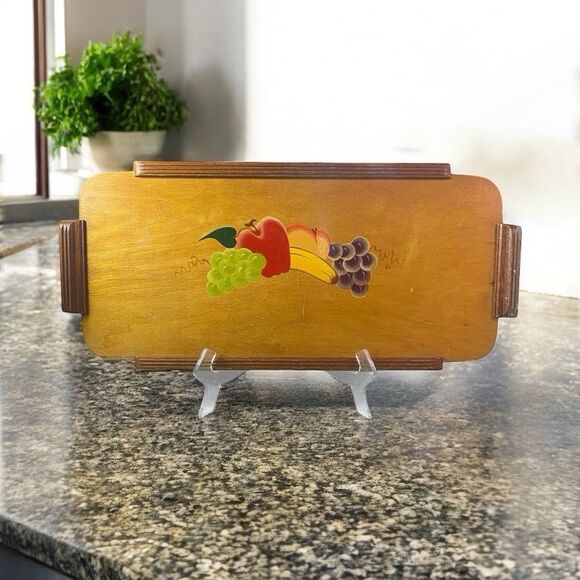 VTG 1950’s Rio Grande Ware Hand Painted Wooden Serving Tray w/Handles *READ - Picture 1 of 11